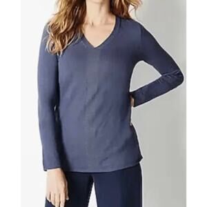 J JILL | Womens Arbor V-Neck Linen Cotton Blend Sweater Size Medium Career Chic